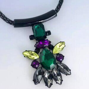 BAR III Rocker Chic Black Multi-Color Crystal Mesh Chain Necklace**NEW!